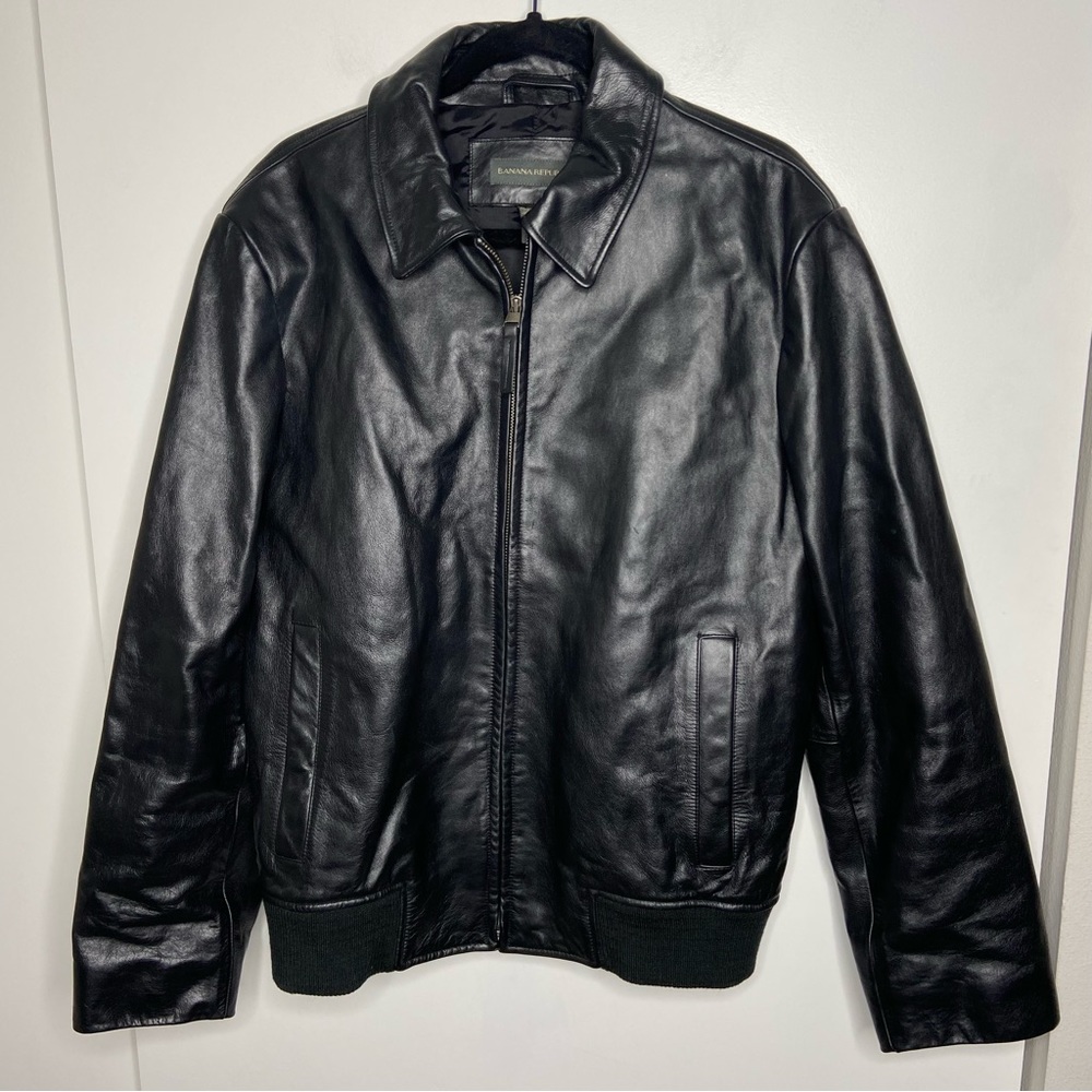 Banana Republic Men’s 100% Genuine Leather Jacket Black Size Large